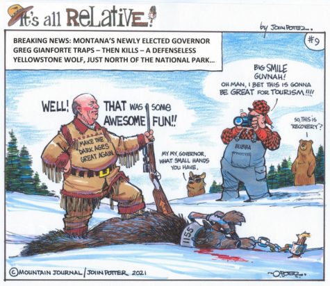 (GRAPHIC) A cartoon from Mountain Jounal of Gov. Gianforte and his mangled kill